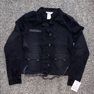 Y2K Soundgirl Military Cotton Twill Charlie Jacket Black NWT Size Medium